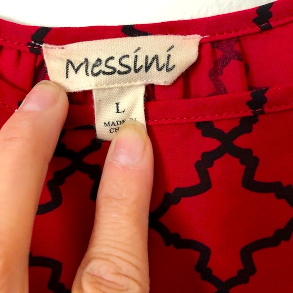 Messini blouse size Large 3/4 sleeve burgundy & black - Picture 5 of 6